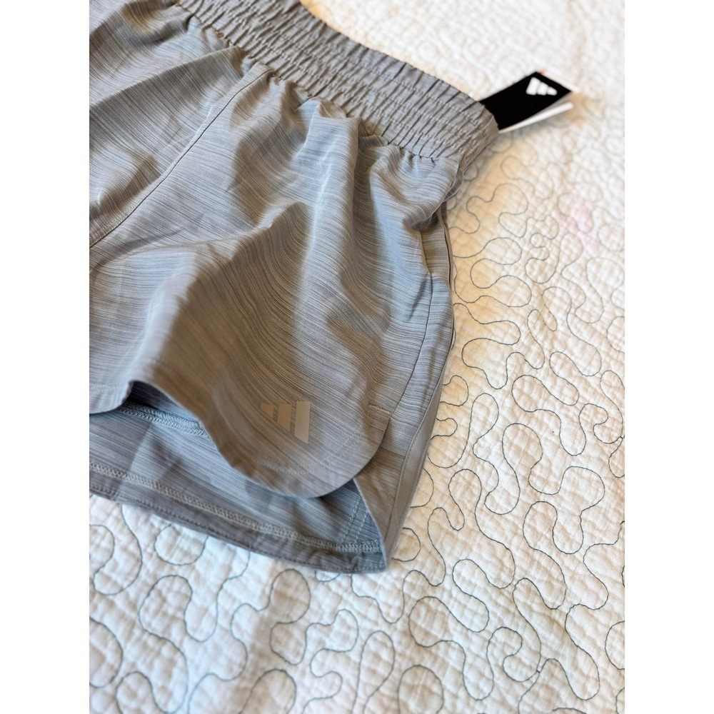 Adidas Pacer 3-Stripes Heathered Grey Shorts Women's Size Medium 3" - Picture 2 of 4